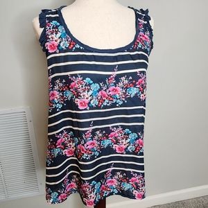 LC Lauren Conrad Racerback Top Blue Striped Size Large